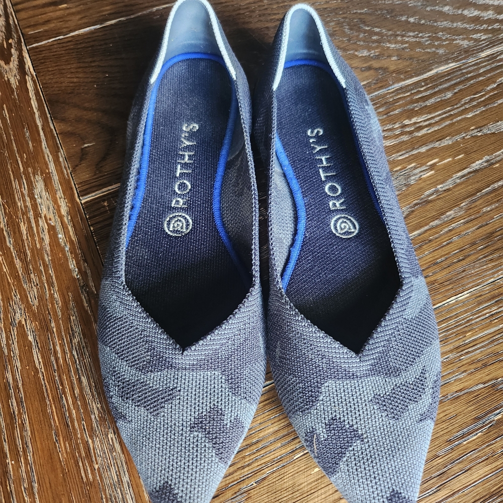 Rothy's Blue and Gray Patterned Women's Flats